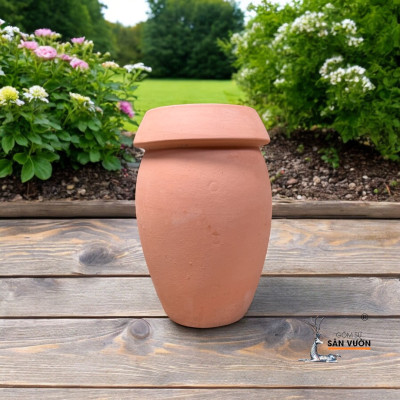 Bình Gốm Đất Nung Miệng Dầy - Bình Decor Sân Vườn ,Tiểu Cảnh 10x20cm