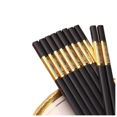 Bộ 10 Đôi Đũa Mạ Vàng, Đũa Ăn Cao Cấp Đũa Khảm Vàng Hàn Quốc Chống Trơn Chống Trượt Chống Mốc Bền Màu