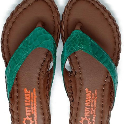 Dép nữ Huy Hoàng da cá sấu màu xanh lá HT7243