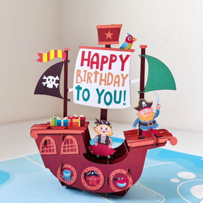 Thiệp 3D Pop Up Thuyền Cướp Biển Sinh Nhật – Thiệp Chúc Mừng Sinh Nhật Cho Bé Trai, Độc Đáo, Vui Nhộn, B25