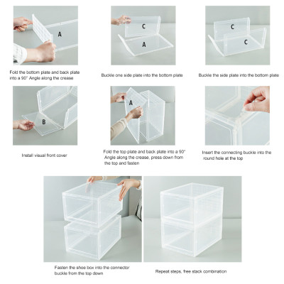 COMBO 2 HỘP ĐỰNG GIÀY CAO CẤP SNEAKER THỂ THAO NHỰA CỨNG NẮP TRONG SUỐT CỬA TÍCH HỢP NAM CHÂM HÍT VÀ CỬA GÀI (MÀU ĐEN/ MÀU TRẮNG TRONG)