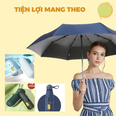 Dù che nắng  , mưa  có túi đựng sang trọng , màu sắc tươi trẻ  phủ lớp chống tia UV  xếp gọn tiện dụng , đi dạo dã ngoại , bảo vệ sức khỏe khi trời mưa nắng 