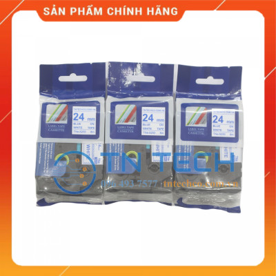 Nhãn In TNE-S253 - Xanh dương nền trắng 24mm x 8m - Dùng cho máy in BROTHER - AIMO - PUTY [Hàng nhập khẩu]