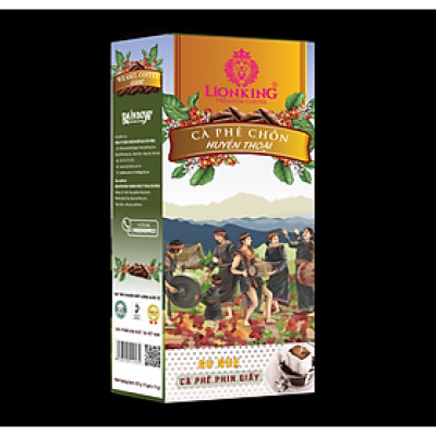 Cà Phê Phin Giấy Chồn Huyền Thoại Lionking Hộp 144g (12 gói x 12g) - Cafe Chồn Chọn Lọc Hảo Hạng