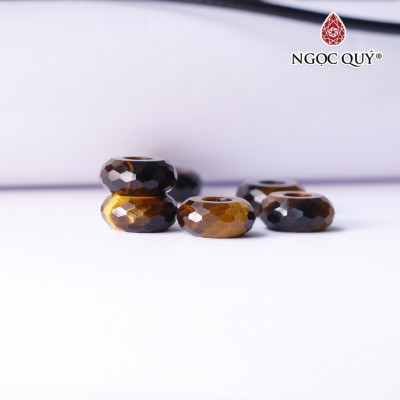 1 cái charm đá hình bánh xe đá mắt hổ vàng nâu 14mm lỗ 5mm mệnh thổ,kim - Ngọc Quý Gemstones