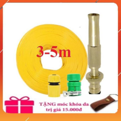 ️Evoucher Bộ dây vòi xịt nước rửa xe, tưới cây ,tăng áp 3 lần,loại 3m,5m 206587 cút sập,nối nhựa vàng+  móc khoá