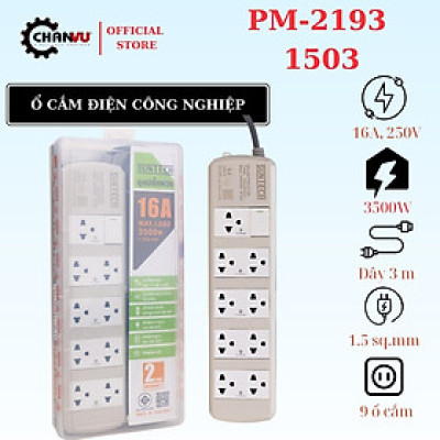 Ổ Cắm Điện cao cấp SUNTECH – 9 Lỗ/5 Lỗ, Công Suất Tới 3500W, 1.5mm², Dài 3m/5m, tiêu chuẩn Thái