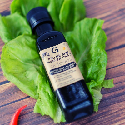 Dầu mè đen GUfoods - Giàu omega 3-6 và chất chống oxy hóa, Lành mạnh, Phù hợp eat clean, Trộn salad, Cho bé ăn dặm (chai 120ml)