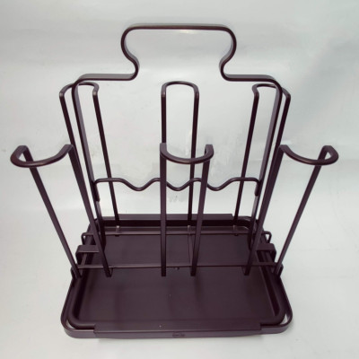 khay úp ly cốc inox có khay hứng nước vuông / tròn màu nâu