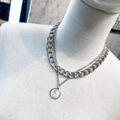 Dây chuyền Vòng cổ 2 tầng mix đồng xu Hy Lạp