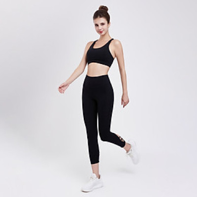 Set Đồ Tập Yoga Gym Hibi Sports H170 Kiểu Quần Lửng Đan Dây Lưng Cao, Áo Kèm Mút Ngực