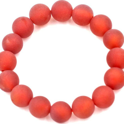 Vòng tay chuỗi hạt thạch anh đỏ mài mờ 12 ly kèm hộp nhung