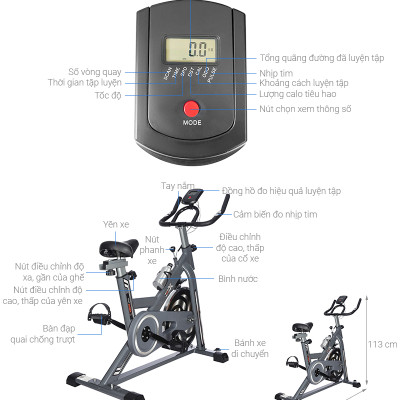 Xe đạp tập thể dục spining Airbike Sport - Hàng chính hãng