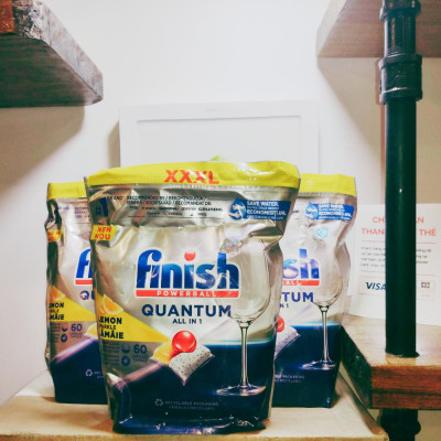 [HCM Hỏa Tốc] Túi 60 viên rửa chén Finish Quantum All in 1 (Tất cả trong 1 viên công thức mới sx 2023)