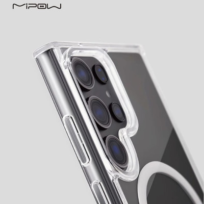 Ốp lưng trong suốt sạc từ tính Mipow Qi2 Tempered Transparent cho Samsung Galaxy S25 Ultra (Bayer Germany Chống Ố Vàng)_ Hàng Chính Hãng