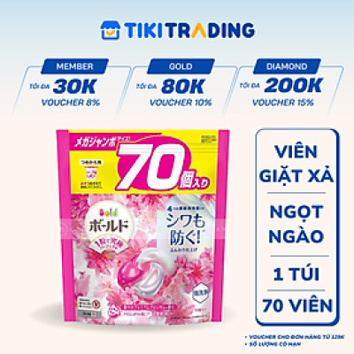 Viên giặt xả Bold GelBall 4D P&G hương hoa ngọt ngào túi refill 70 viên