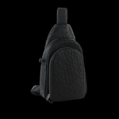 HJ6443-44-45-46 - Túi đeo trước nam da đà điểu Huy Hoàng màu đen, nâu đất, vàng bò, nâu đỏ