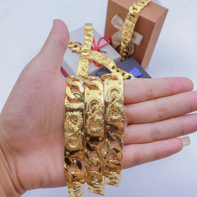 Vòng Lắc Tay Nam Rồng Mạ Vàng 18K Cao Cấp + TẶNG LÁ BỒ ĐỀ MAY MẮN TÀI LỘC ĐỂ VÍ ĐIỆN THOẠI