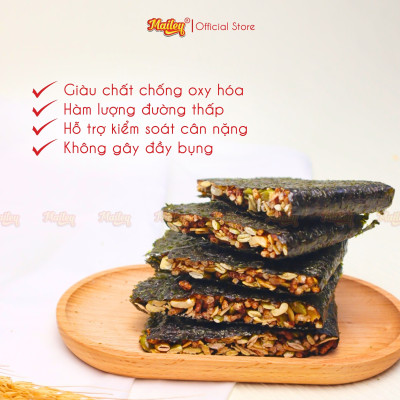 Rong biển kẹp hạt dinh dưỡng Mailey Hộp 120g - hỗ trợ ăn kiêng giảm cân, bánh ngũ cốc dinh dưỡng