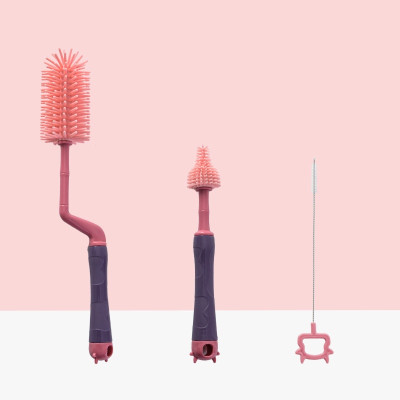 Bộ Cọ Rửa Bình Sữa Bình Nước Cao Cấp Tay Cằm Xoay 360 độ, Cọ Núm Ti, Cọ Rửa Ống Hút