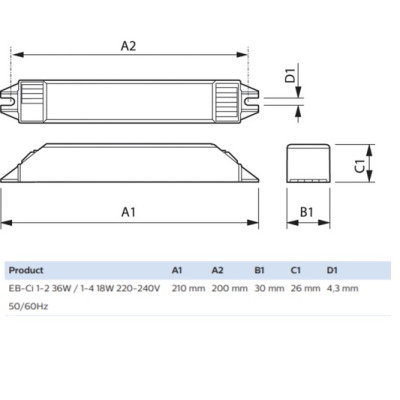 Ballast điện tử PHILIPS cho bóng đèn TLD ( EBCi 220240V 50/60Hz)