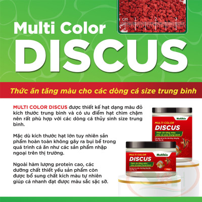 Thức ăn cá dĩa Multi Color Discus hạt nổi chìm chậm tăng màu cá cảnh