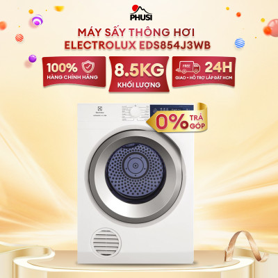 Máy sấy thông hơi Electrolux 8.5kg EDS854J3WB - Làm mới áo quần và giảm nhăn & phai màu [Hàng chính hãng]