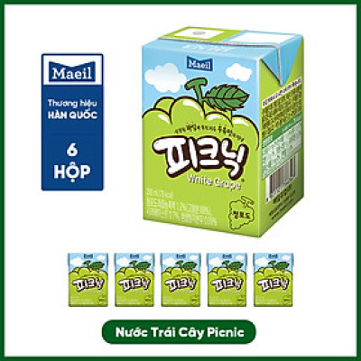 Combo 6 Hộp Nước Trái Cây Vị Nho Maeil Hàn Quốc 200ml/hộp