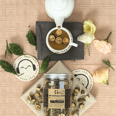 Trà khổ qua rừng (mướp đắng rừng) GUfoods (Vị nguyên chất / Vị Gạo lứt thảo mộc) - Mát gan, Giải nhiệt, Thanh lọc cơ thể, Thư giãn tinh thần, Cải thiện giấc ngủ