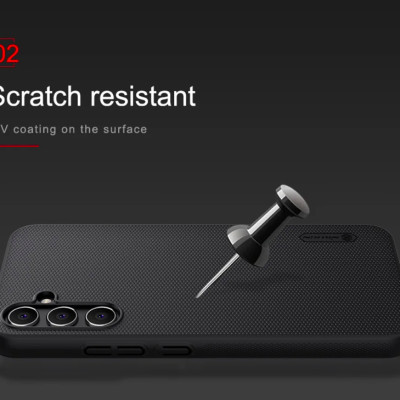 Ốp Lưng Sần chống sốc cho Samsung Galaxy A24 hiệu Nillkin Super Frosted Shield (Đính kèm giá đỡ hoặc miếng dán từ tính) - Hàng Chính Hãng