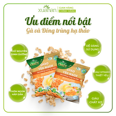 Thùng 30 Gói Cháo Yến Mạch Thịt Gà & Đông Trùng Hạ Thảo Xuân An Gói 40G (Tặng Kèm 5 Gói)
