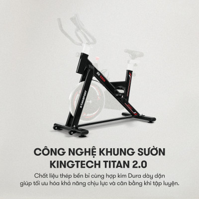 Xe đạp tập thể dục tại nhà Kingsport BK-5806, tích hợp đồng hồ thông minh đo nhịp tim và các thông số khi tập luyện, cân nặng phù hợp từ dưới 70-75kg