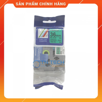 Nhãn In Tz2-761 - Đen nền xanh lá 36mm x 8m - Dùng cho máy in BROTHER - AIMO - PUTY [Hàng nhập khẩu]