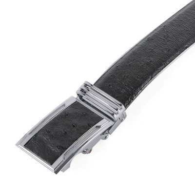 HJ4443-44-45-46 - Dây nịt nam da đà điểu da hột màu đen, nâu đất, vàng bò, nâu đỏ