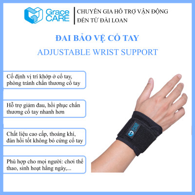 Đai Cố Định Cổ Tay Grace Care WB222 – Hỗ Trợ Cổ Tay Chơi Thể Thao, Gym, Giảm Đau Cổ Tay Khi Vận Động
