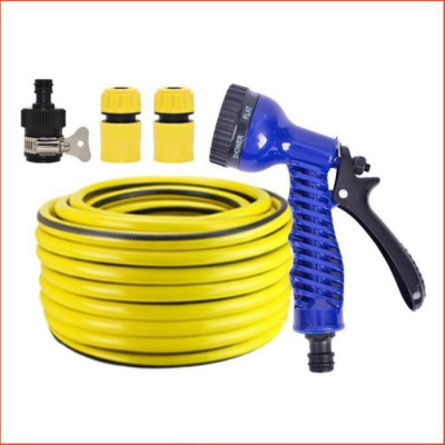 Bộ dây tăng áp 3 lần vòi xịt nước rửa xe, tưới cây loại 3-5m(cút nhựa nối nhựa đen) 206843