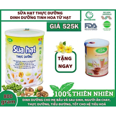 Sữa Hạt Thực Dưỡng Soyna 800g, Thuần Thực Vật 9 Loại Hạt Cao Cấp - Lợi Sữa Cho Mẹ Bầu Và Sau Sinh, Bổ Sung Dinh Dưỡng Cho Người Ăn Chay, Tiểu Đường, Tim Mạch, Mỡ Máu, Xương Khớp, Hỗ Trợ Kiểm Soát Tăng Hoặc Giảm Cân Nặng - Tặng Bột Sữa Mầm Gạo Lứt 300g