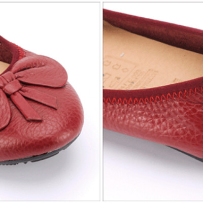 Giày Nữ Búp Bê Da Bò Huy Hoàng HT7909 - Đỏ Đô