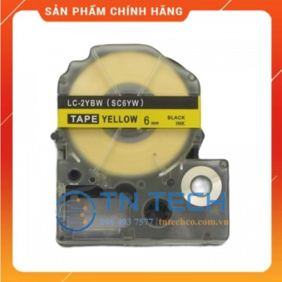 Nhãn in TEPRA - EPSON LC-2YBW (SC6YW) – Chữ đen nền vàng 6MM X 8M  - Dùng cho máy in nhãn TEPRA - EPSON [Hàng nhập khẩu]
