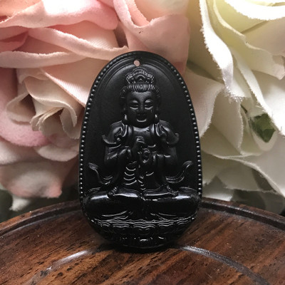 Mặt Dây Chuyền Như Lai Đại Nhật Đá Obsidian Ngọc Quý Gemstones NLDNON