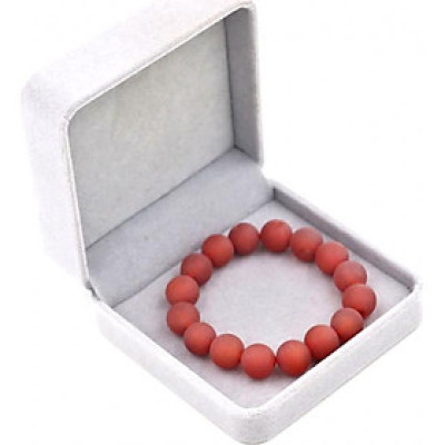 Vòng tay chuỗi hạt thạch anh đỏ mài mờ 12 ly kèm hộp nhung