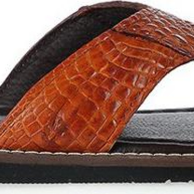 Dép da cá sấu Huy Hoàng kiểu kẹp màu vàng bò HT7235