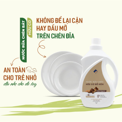 Nước rửa chén hữu cơ Bồ hòn Ecocare tinh dầu Vỏ Cam 2000ml