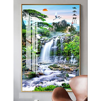 Tranh treo tường phòng khách, phòng ngủ -Tranh treo 1 tấm dọc M26656/ Gỗ MDF cao cấp phủ kim sa/ Chống ẩm mốc, mối mọt/Bo viền góc tròn