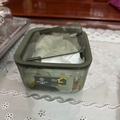 Hộp Vuông Để Bàn (15*15*8.3cm) Đựng Bông Tẩy Trang, Dụng Cụ Trang Điểm, Đồ Dùng Văn Phòng, Thùng Rác Mini Để Bàn,...  Họa Tiết Trong Suốt Có Nắp Đậy  Kiểu Dáng Trẻ Trung Hiện Đại - Hàng Cao Cấp