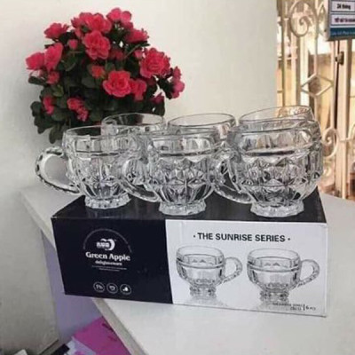 Bộ 6 Cốc Thủy Tinh Có Quai Dày Dặn Trong Suốt Chịu Nhiệt Với Thiết Kế Sang Trọng Tinh Xảo Đẹp Mắt - Hoạ Tiết Ngẫu Nhiên