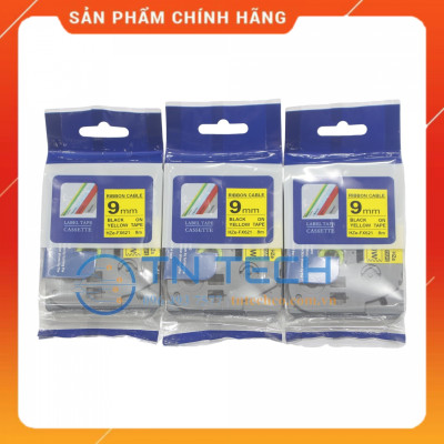 Nhãn In HZE-FX621 - Đen nền vàng 9mm x 8m - Dùng cho máy in BROTHER - AIMO - PUTY [Hàng nhập khẩu]