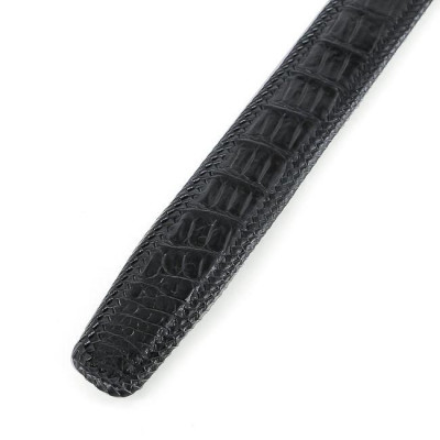 HP4282 - Dây nịt nam Huy Hoàng da cá sấu đan viền 3,5P gai màu đen