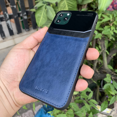 Ốp lưng da kính cao cấp dành cho iPhone 11 Pro - Màu xanh - Hàng nhập khẩu - DELICATE