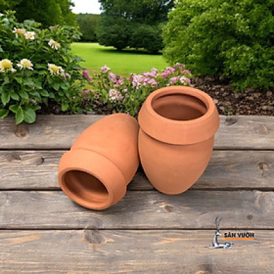 Bình Gốm Đất Nung Miệng Dầy - Bình Decor Sân Vườn ,Tiểu Cảnh 10x20cm